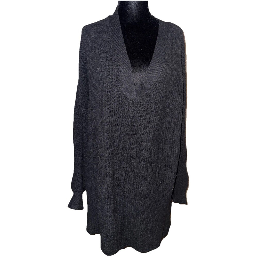 2XL Long Black V-Neck Long Sleeve Sweater Pullover (No Tag)